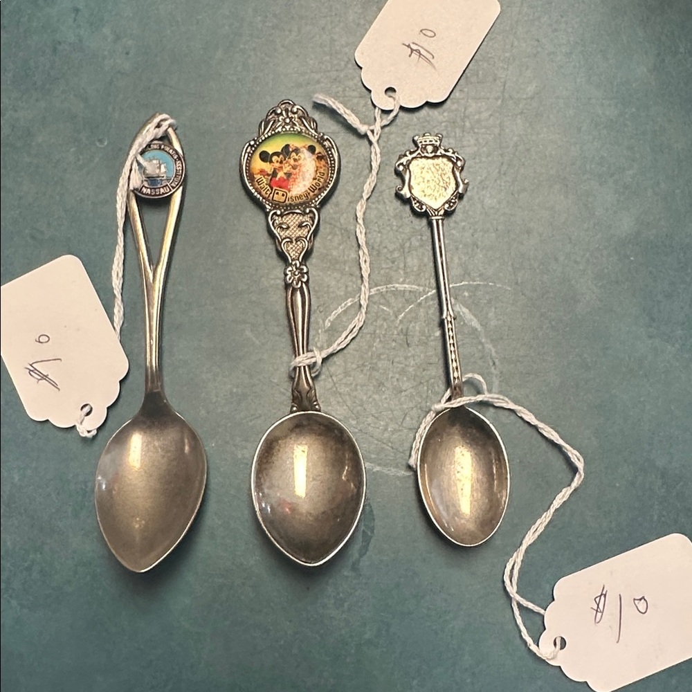 Decorative Silver Spoon Set with Enamel Accents